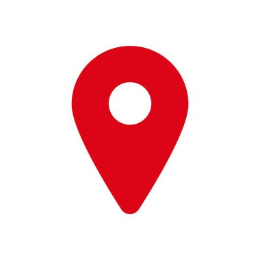 Haritalarda ve navigasyon uygulamalarında bulunan belirli bir noktayı işaretlemek için kullanılan basit bir kırmızı konum simgesi.