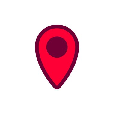 Dijital uygulamalar ve haritalar için ideal konum ve navigasyonu temsil eden canlı bir kırmızı harita pin simgesi.