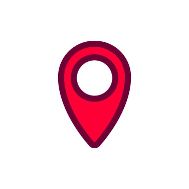 Kırmızı ve pembe rozet yeri sembolize eder. Navigasyon ve tanımlama yerlerinde yaygın.