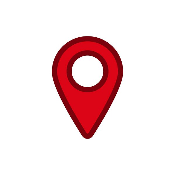 A red map pin icon often used in digital maps for indicating specific locations or destinations.