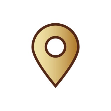 Kahverengi ve sarı gradyan renk şeması ve temiz çizgileri olan minimalist bir konum simgesi.