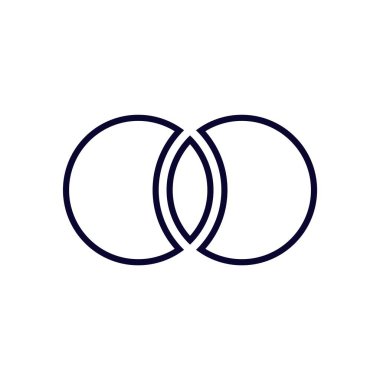 İki çember, temiz ve beyaz bir arkaplana karşı daha büyük bir çemberin içinde güzelce sarmalanmıştır.