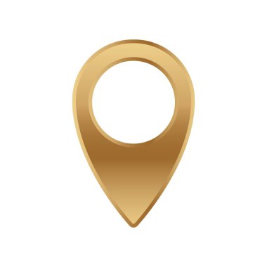 Altın harita simgesi, GPS uygulamaları ve dijital navigasyon araçlarında kullanılacak konum işaretçisini simgeler.