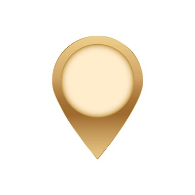 Altın lokasyon iğnesi hafif ve gölgeli, minimalist bir sanat tarzında..
