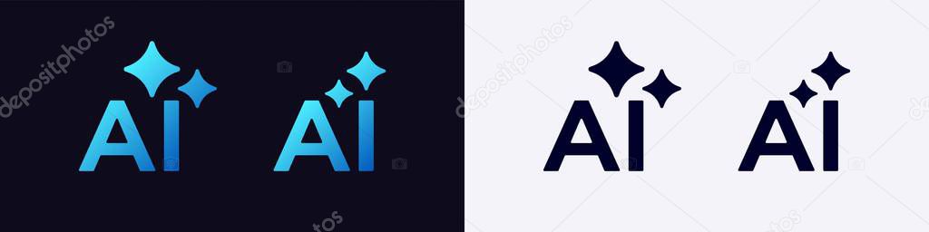 Digital ai logo features sleek design with star elements, presented on two different color schemes.