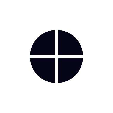 Dört eşit parçaya bölünmüş dairesel bir şekil dengeli ve simetrik bir geometrik tasarım oluşturur..