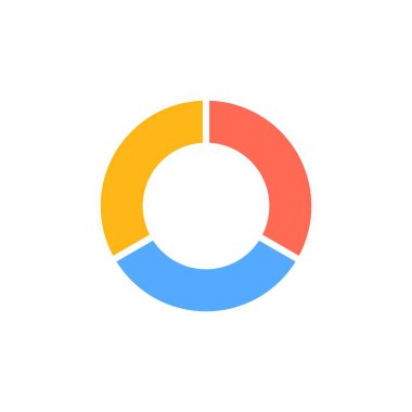 Üç renkli bölümlü dairesel grafik mavi, sarı ve turuncu veri dağılımını gösteriyor.