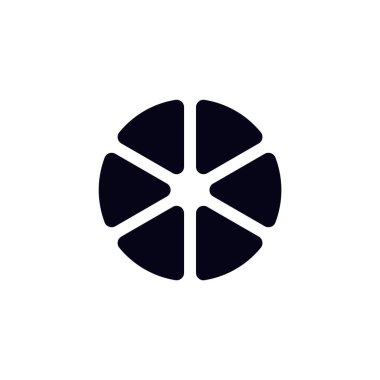 soyut siyah sembol altı özdeş taç yaprağı simetrik dairesel bir şekil oluşturuyor..