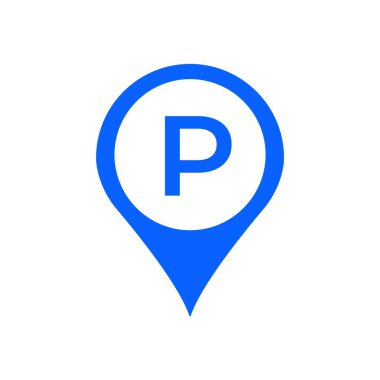 Üzerinde p sembolü olan mavi konum broşu, araçlar için belirlenmiş park alanını ya da alanı gösterir.