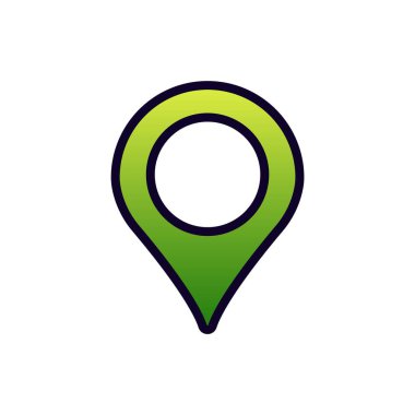 Genellikle dijital haritalarda ve navigasyon araçlarında kullanılan koyu siyah çizgili bir yeşil harita simgesi.