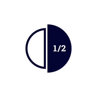 Yarısı dolu bir daire koyu ve aydınlık elementleri birleştiren koyu renk bir kesir sembolü içerir..