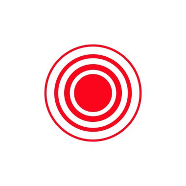 Kalın eşmerkezli daireleri olan kırmızı hedef sembolü belirgin bir dairesel desen oluşturuyor..