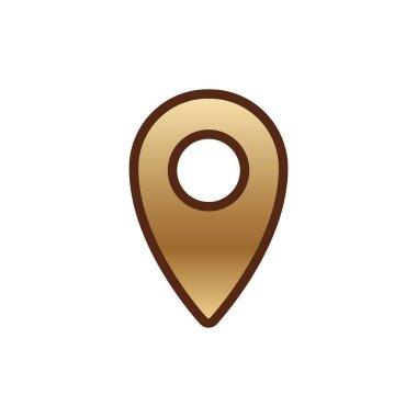 Dairesel şekilli kahverengi konum simgesi, basit bir şekilde eğimli gölgeleme efektini gösterir.