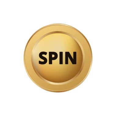 Altın sikke, parlak, yuvarlak yüzeyine odaklanmış koyu siyah harflerle dönen sözcüğü içerir..