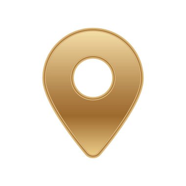 Sadelik ve zarafetle dizayn edilmiş, yön ve yön simgeleyen altın konum simgesi.