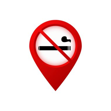 Sigara yasağını gösteren kırmızı daire ve sigara ikonuna işaret eden sigara içilmiyor..