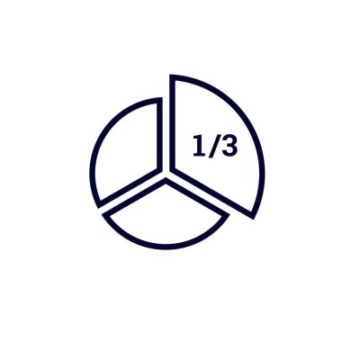 Kolayca anlaşılabilmesi için üçte bir oranında işaretlenmiş siyah pasta çizelgesi.