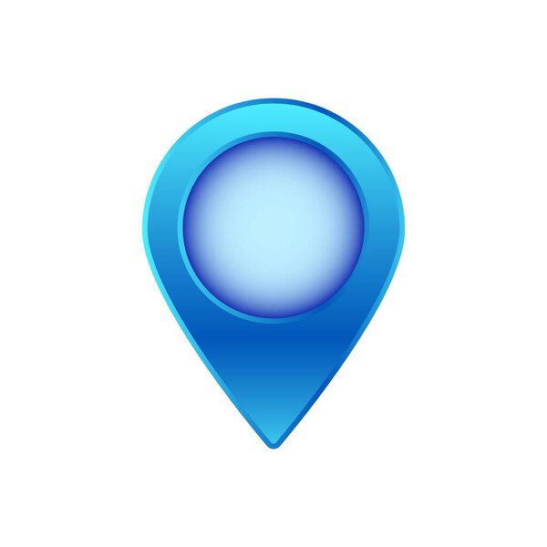 Shiny blue location marker icon symbolizing navigation and maps. ideal for app design and interfaces.