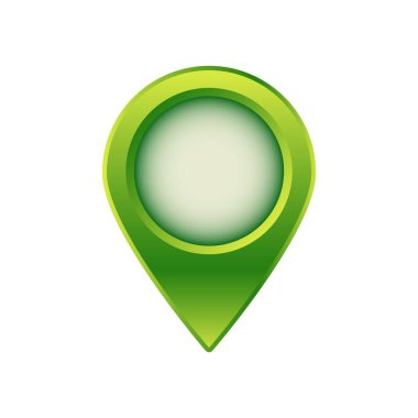 Dijital veya fiziksel haritalarda konum ve navigasyonu temsil eden canlı yeşil harita pin simgesi.