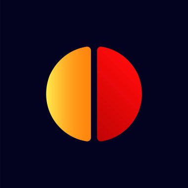 Basit bir tasarım sarı ve kırmızı yarılara bölünmüş bir daire içerir, çarpıcı bir görsel etki yaratır..
