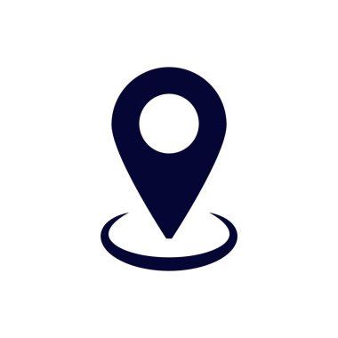 Yuvarlak noktalı ve merkezde daire çizen siyah harita işaretleyici simgesi, konumu veya yeri simgeliyor.