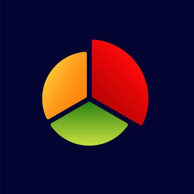 Basit bir düzende veri bölümlerini temsil eden sarı, kırmızı, yeşil segmentli dairesel tablo.