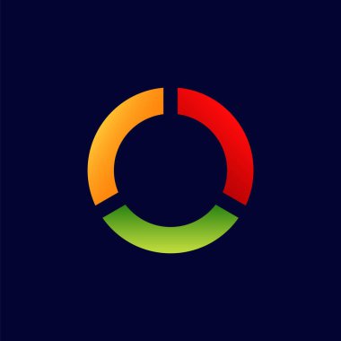 Turuncu kırmızı ve yeşil kısımlı dairesel çizelge. Parlak doğru parçasının renklerini vurgular.