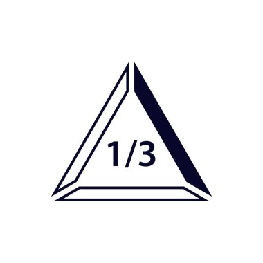 Bir stilize üçgen şekli bir kesir sembolü içerir. Bu geometrik tasarım cesur ve modern..