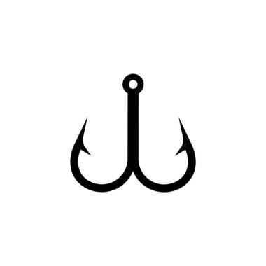 Açık sularda balık yakalamak için sivri uçları olan keskin bir oltanın siyah silueti..