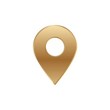 Dijital harita arayüzlerinde konumu ve navigasyonu sembolize eden dairesel bir deliğe sahip bir altın işaret..