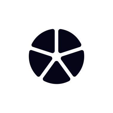 Kamera açıklığını andıran beş üçgen kesitli siyah daire modern bir geometrik simge oluşturur..