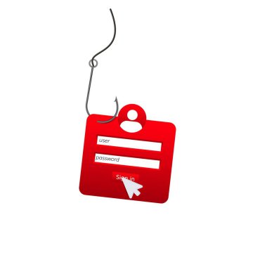 Balık oltasındaki kırmızı giriş formu çevrimiçi dolandırıcılığın ve sahte saldırıların tehlikesini gösteriyor..