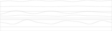 Siyah ve beyaz dalgalı yatay desenli minimalist soyut çizgi sanatı.