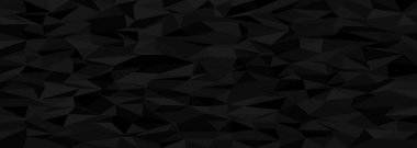 Modern tasarım için siyah çokgen üçgenli soyut geometrik kaos arkaplanı.
