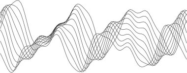 Sanat baskıları ve dijital arkaplanlar için monokrom tasarımında soyut geometrik dalga deseni.