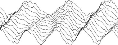 Sanatsal ve bilimsel görselleştirme için dinamik çizgiler içeren soyut dalga deseni tasarımı.