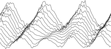 Yaratıcı tasarımlar için soyut dalga kalıpları ve dağ zirveleri çizimi.