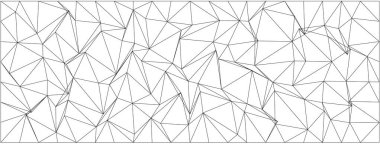Modern sanat ve grafik uygulamaları için karmaşık üçgen ağ tasarımı içeren soyut geometrik kaos deseni.
