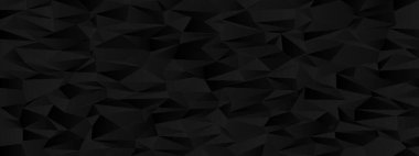 Modern arkaplan tasarımı için siyah çokgen şekilli soyut geometrik kaos deseni.