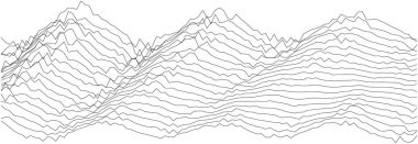 Modern grafik sanat ve tasarım için dinamik çizgiler ve zirveler içeren soyut dalga biçimi deseni.