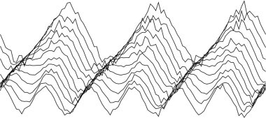 Modern grafik tasarım projeleri için siyah ve beyaz çizgileri olan soyut dağlık dalga biçimleri.