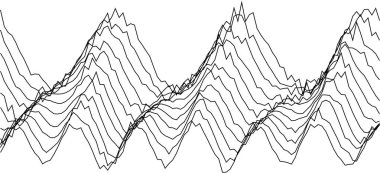 Modern dekoratif sanatlar ve arka planlar için soyut siyah ve beyaz dalga deseni tasarımı.