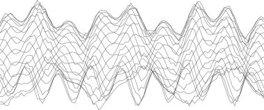 Fütürist dijital sanat ve grafik dekorasyonu için karmaşık dalga deseni tasarımı.