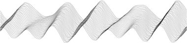 Modern tasarım veya dijital arkaplan için siyah beyaz eğrili soyut dalgalı çizgi çizimi.