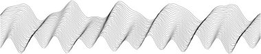 Modern tasarım projeleri ve dinamik arkaplanlar için monokrom içindeki soyut dalgalı çizgi sanatı.