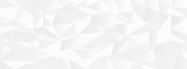 Modern tasarım projeleri için beyaz arka planda düşük poli üçgenli soyut geometrik desen.