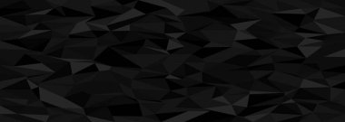 Modern tasarım projeleri için siyah üçgenli soyut geometrik kaos arkaplanı.