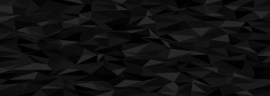 Modern tasarım arka planı için dinamik siyah çokgen üçgenli soyut geometrik kaos.