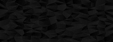 Modern arkaplanlar için siyah çokgen desenli soyut geometrik kaos.