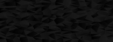 Modern tasarım ve dokular için üçgen yüzeyli soyut geometrik siyah arkaplan.